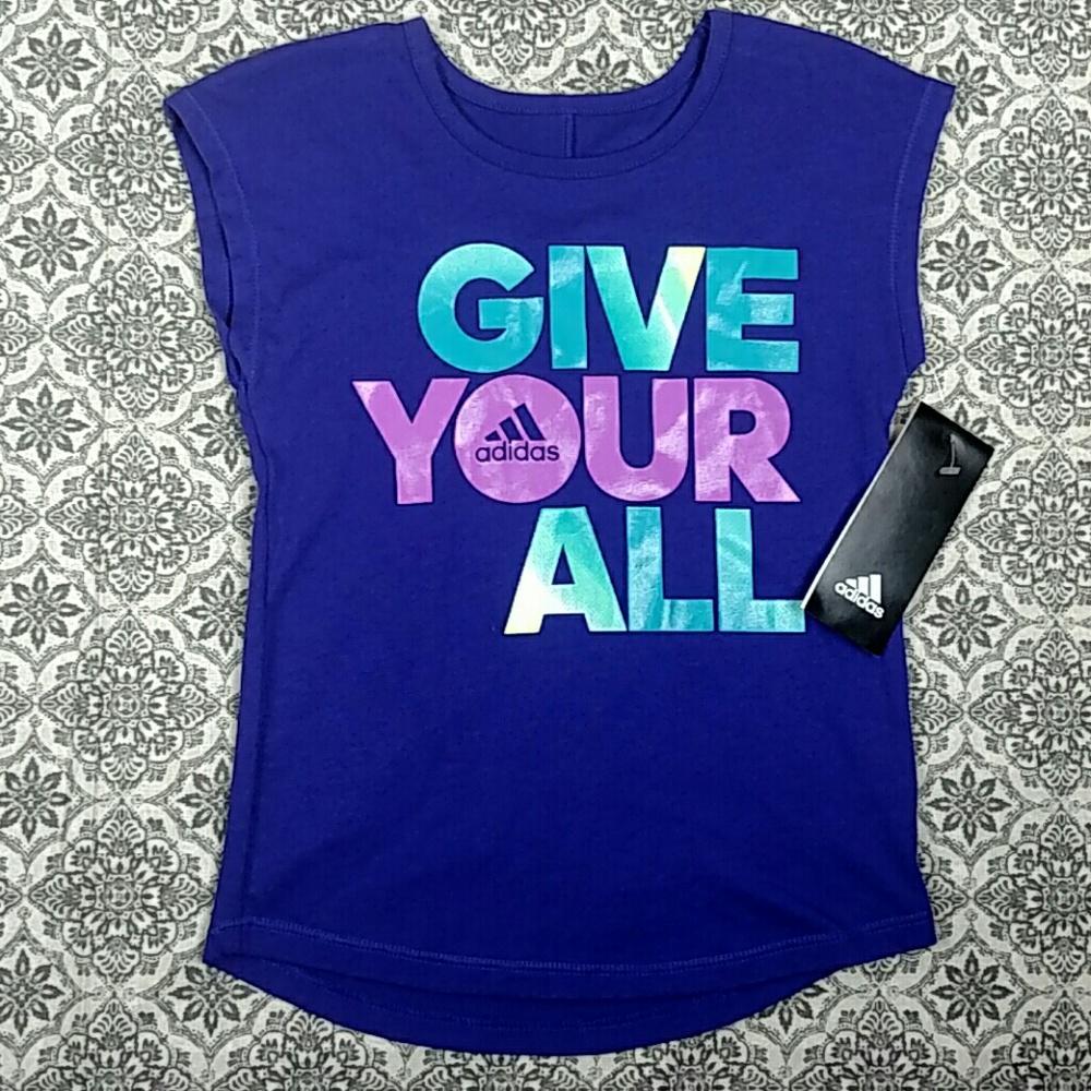 Give your all adidas t- shirt. Purple